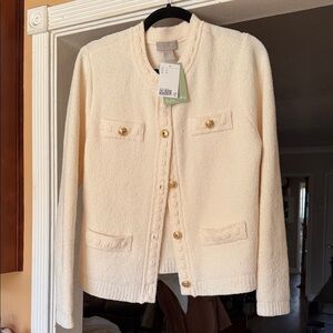 Brand New with tag H&M Cream knit tweed jacket with Gold Buttons